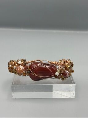 Handcrafted Agate Wire-Wrapped Statement Bracelet